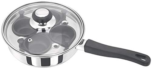 Image of Judge Essentials Four-Cup Egg Poacher and Stainless Steel Frying Pan, 20cm, Vented Glass Lid and Stay-Cool Handle