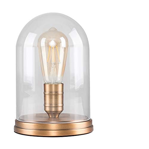 Image of MiniSun | Retro Aged Brass Effect Metal Base and Clear Glass Dome Table Lamp | Table Lamps, Home Décor & Improvement Essential | Includes 4W LED E27 Light Bulb with 2700K Colour Temperature