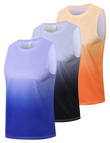 Image of Gaiatiger 3 Pack Mens Tank Top for Men Gym Vest Lightweight Quick Dry Moisture Wicking Breathable Training Athletic Running Sports Workout Sleeveless T-Shirts (T5100-Black Gray-Purple-Orange-L)