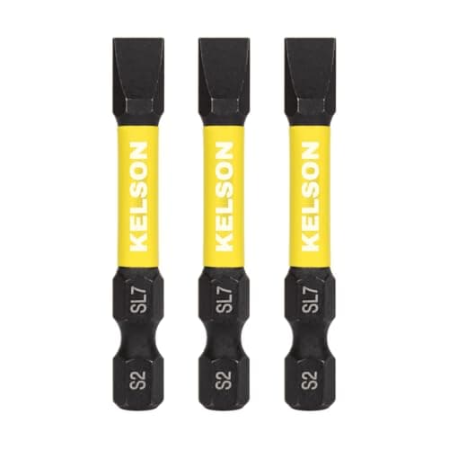 Image of 3 x KELSON 7mm Flat-Head 50mm Impact Rated Screwdriver Bits Slotted Slot SL7 1/4" Universal