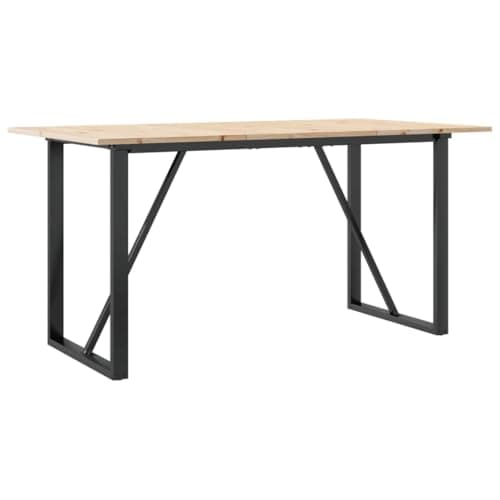 Image of vidaXL Dining Table - Solid Pine Wood and Cast Iron Frame - Rectangular 140x80x75 cm - for Living Room, Dining Room, Kitchen - Brown