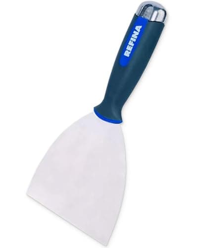 Image of REFINA Semi Flexible Filling Knife for Jointing Compounds & Venetian Plasters - 80 x 100mm Putty Knife w/ 1.15–0.4mm Stainless Steel Blade & Ergonomic Handle - Applying, Smoothing, & Scraper Tool