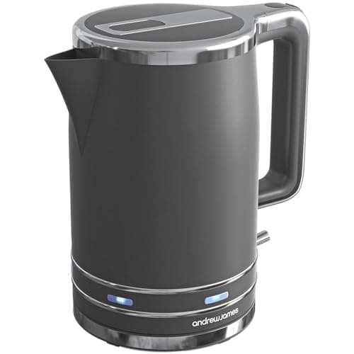 Image of Andrew James Fast Boil Electric Kettle, Large 1.7L Capacity, Cordless Quiet Kettle with Reusable Filter, Quick Boil, Modern, Stylish, Practical, Lumiglo 3000W (Grey)