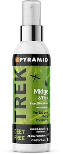 Image of Pyramid Trek Midge & Tick No DEET Midge/Tick/Mosquito Repellent DEET FREE Saltidin Spray - 100ml
