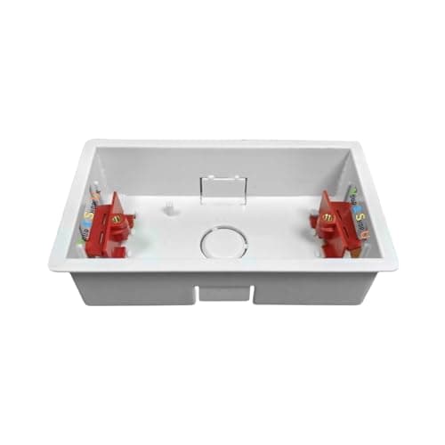 Image of Generic 2 Gang 47mm Plastic Dry Lining Plasterboard Wall Back Box - 1 Pack, White & Yellow, Not Water Resistant, Back Box Only