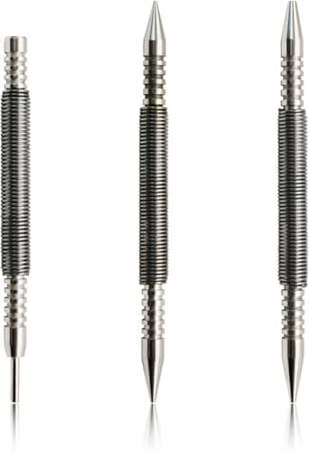 Image of 3-Piece Spring Loaded Nail Set, Dual Head Nail Setter and Hinge Pin Punch Set Hammerless, 3/32” 1/8” Spring Nail Set Striking Force Door Pin Removal Tool 1/16″& 3/32″