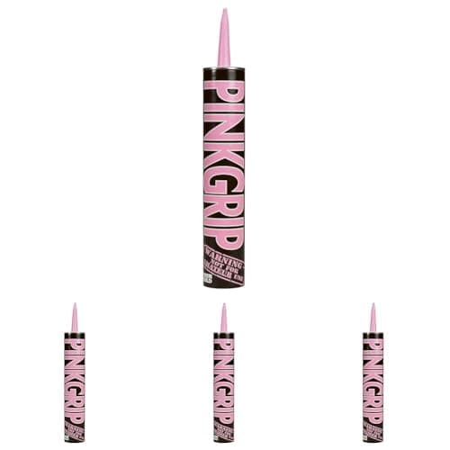 Image of Everbuild Pinkgrip Instant Grab Adhesive – Slump Resistant – External and Internal Use – 350ml, Pink (Pack of 4)