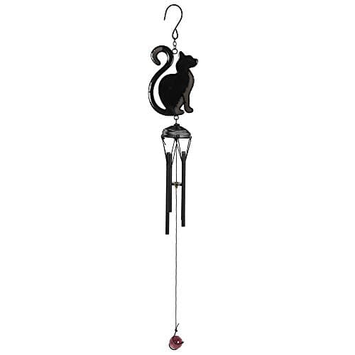 Image of Black Cat Profile Windchime - 40cm x 7cm - Gift for Cat Enthusiasts to Enhance Outdoor Spaces - Halloween decoration.