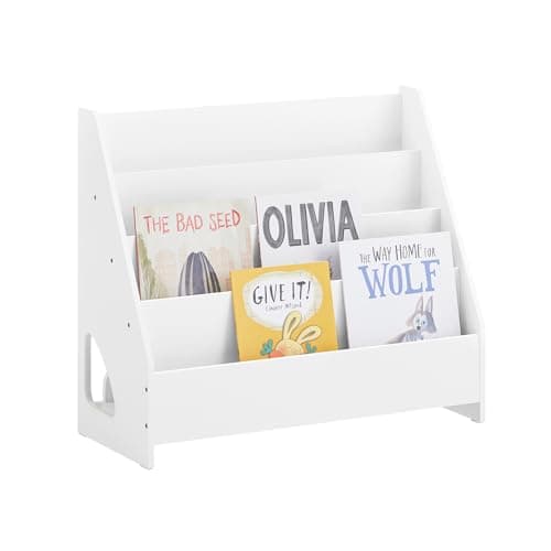 Image of SoBuy Kids Bookshelf Toy Storage Children's Bookcase with 4 Shelves and 1 Open Compartment Baby Book Shelf Kids Book Storage White 70x30x60 cm KMB32-K-W