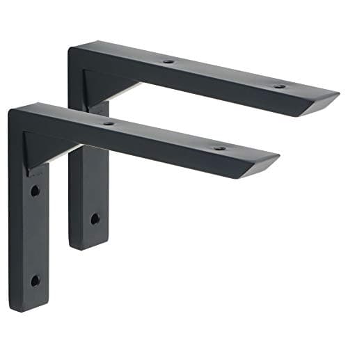 Image of Mooche 2PCS Heavy Duty Shelf Brackets 6 inch, Black Wall Brackets for Shelves, Stainless Steel Triangle Shelf Support with Screws for Living Room Bedroom Garage