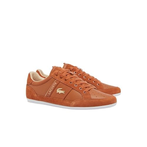 Image of Lacoste Men's Chaymon Trainers, Brown and White, 9 UK