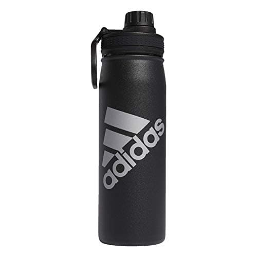 Image of adidas 600 ML (20 oz) Metal Water Bottle, Hot/Cold Double-Walled Insulated 18/8 Stainless Steel, Black/Silver Metallic, One Size, Black/Silver Metallic, 20 Ounces
