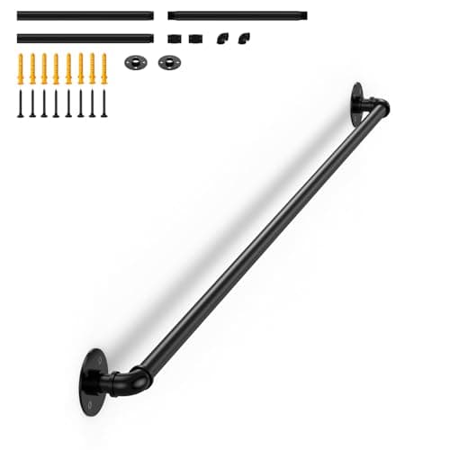 Image of LIANTRAL 1.2M Stair Handrail for Indoor & Outdoor, Non-Slip Wrought Iron Banister with Industrial Design, Heavy Duty Safety Wall Mounted Banister Handrails for Elderly, Kids, Disabled