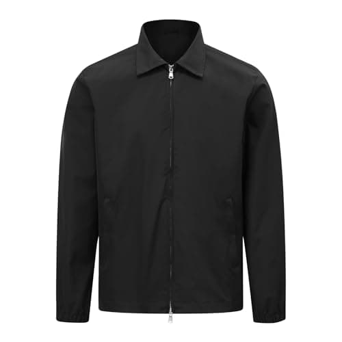 Image of Allthemen Men's Lightweight Smart Casual Jacket Cargo Sports Windbreaker Spring Autumn Coat Outdoor Loose Fit Black 3XL