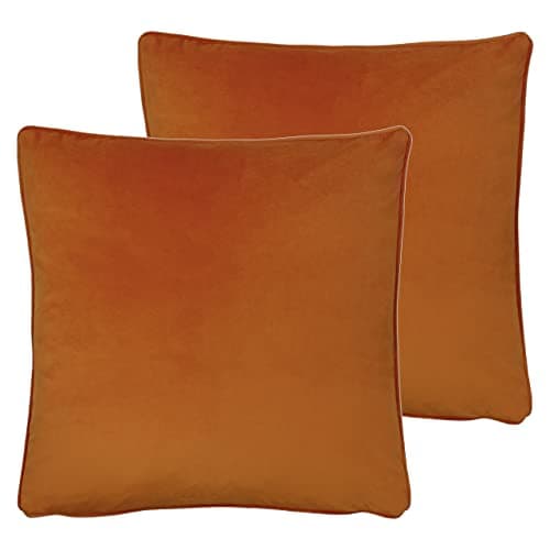 Image of furn. Opulence Twin Pack Polyester Filled Cushions, Tangerine, 55 x 55cm