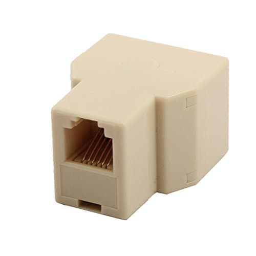 Image of sourcing map Home RJ12 6P6C 1 Female to 2 Female Port Telephone Wire Cable Connector Splitter Beige