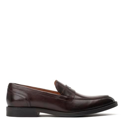 Image of Base London Mens Kennedy Washed Brown Leather Penny Loafers UK 12