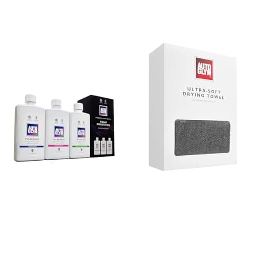 Image of Autoglym Polar Collection - Car Cleaning Kit Includes Polar Blast Pre-Wash Snow Foam & Ultra-Soft Drying Towel, Extra Large Car Drying Towel, Ultra-Absorbent Twisted Loop, Lint Free Finish