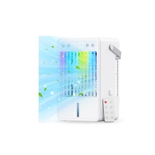 Image of Air Cooler, 3 IN 1 Portable Air Conditioner, 5 Speeds & 2 Cool Mist, 90° Auto Oscillation, 12H Timer, Remote, Portable Air Conditioning Unit for Home, 1500ML Large Water Tank