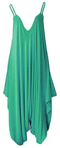 Image of Colop Ladies Cami Lagenlook Romper Baggy Harem Playsuit Women Jumpsuit Dress Plus Size (Jade Green, 24-26)