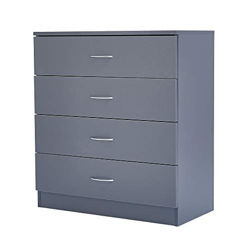 Image of Panana 3/4/5 Bedroom Chest of Drawers with Metal Handles and Runners Wooden Bedside Storage Cabinet for Living Room Hallway Choice of 3 Sizes (Gray, 4 Drawer Chest)