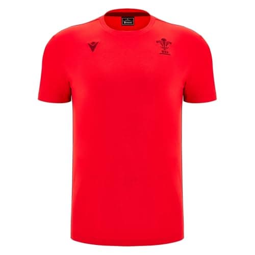 Image of Macron Mens Wales T-Shirt 2025 Adults Short Sleeve Cotton Red XXL