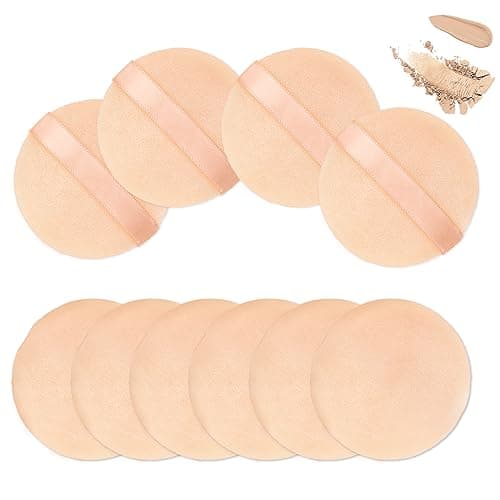 Image of 10 Pieces Makeup Puff for Face Powder, 2.36 inch Cosmetic Puff for Foundation Velour Pure Cotton Applicator Cotton Cosmetic Pads with Ribbon