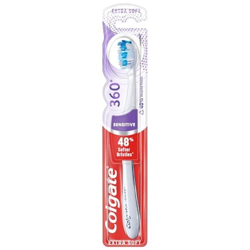 Image of Colgate 360 Sensitive Extra Soft Manual Toothbrush - extra soft toothbrush - sensitive toothbrush - 48% softer bristles* - cheek and tongue cleaner - whole mouth freshness