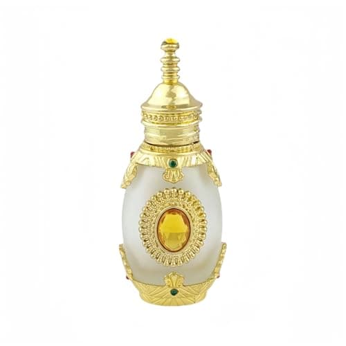 Image of CECKQUE 12ml Vintage Decorative Perfume Bottle Empty for Women Gift, Ornate Encrusted with Crystal Diamonds Glass Perfume Oil Bottles (Gold)