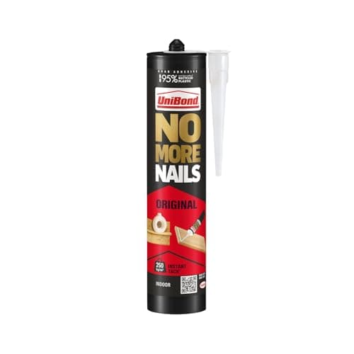 Image of UniBond 1426052 No More Nails Original, Heavy-Duty Mounting Adhesive, Strong Glue for Wood, Ceramic, Metal & More, White Instant Grab Adhesive, 1 x 365g Cartridge