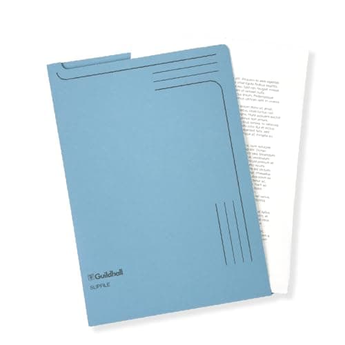 Image of Exacompta - Ref 4601Z - Guildhall - Slip file, 315 x 230mm, 230gsm Filing Board, Top & Side Openings, Printed Space for Titles, Holds Approx. 50 Sheets of A4 Paper - Blue, Pack of 50