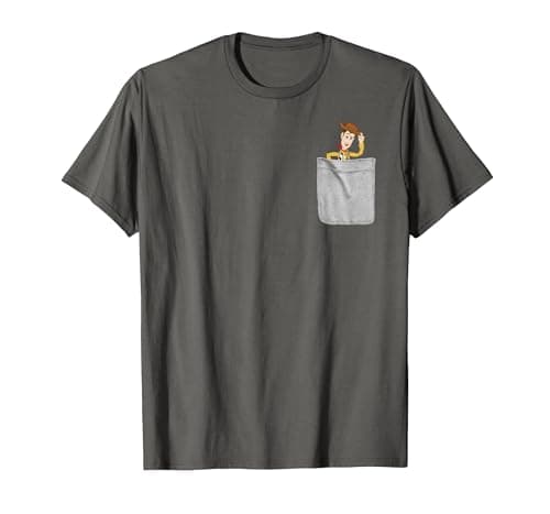 Image of Disney Pixar Toy Story Woody Faux Pocket Graphic T-Shirt T-Shirt, Men, Asphalt Grey, Small