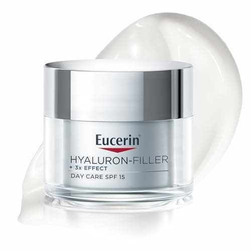 Image of Eucerin Hyaluron-Filler Day Cream SPF 15 50ml, Anti-Ageing Facial Moisturiser with 3x Effect Formula for Visible Wrinkle Reduction, Firming Cream for Mature Skin, With Hyaluronic Acid