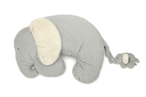 Image of Mamas & Papas Tummy Time Roll, Interactive Soft Baby Pillow with Integrated Rattle, Elephant & Baby