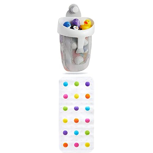 Image of Munchkin Dandy Dots Colourful Children’s Non Slip Bath Mat + Munchkin Super Scoop Bath Toy Organiser, Grey