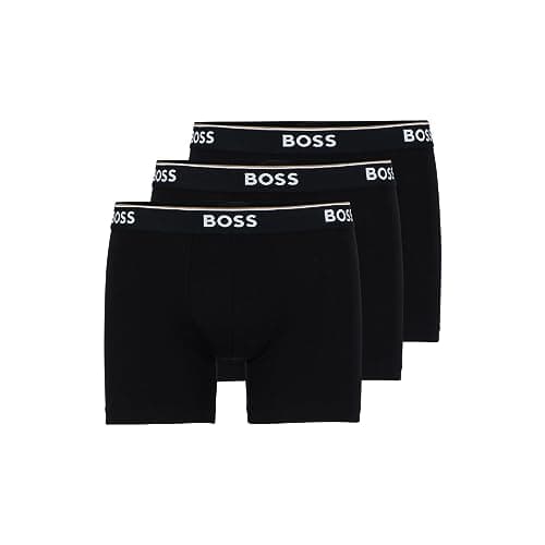 Image of BOSS Men's Power 3-Pack Bold Logo Boxer Briefs, Ebony Black, XL (Pack of 3)
