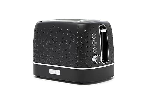 Image of Haden Starbeck Black Toaster 2 Slice - Dual Controls - Variable Browning Controls - Easy To Clean - 1040W - Removable Crumb Tray - Wide Slots - Compact 2 Slice Toaster