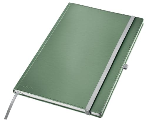 Image of Leitz Style A4 Lined Notebook, Hardcover, 160 Pages, 80 Sheets, FSC-Certified 100 g/m² Paper, Elastic Strap & Bookmark, for Office & Home Office, Green, 44751053