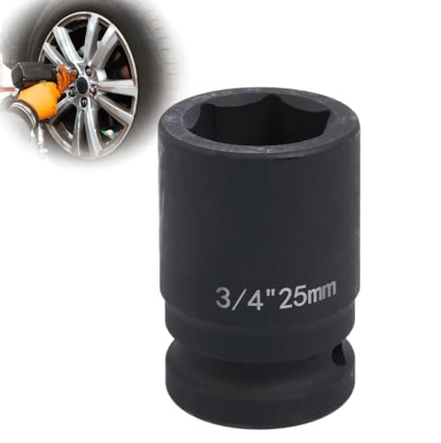 Image of Deep 6-Point Impact Socket 3/4" Drive 25mm,Chrome Molybdenum Steel, Anti-Rust Metric Hex Socket for Car Repairs and Impact Wrench