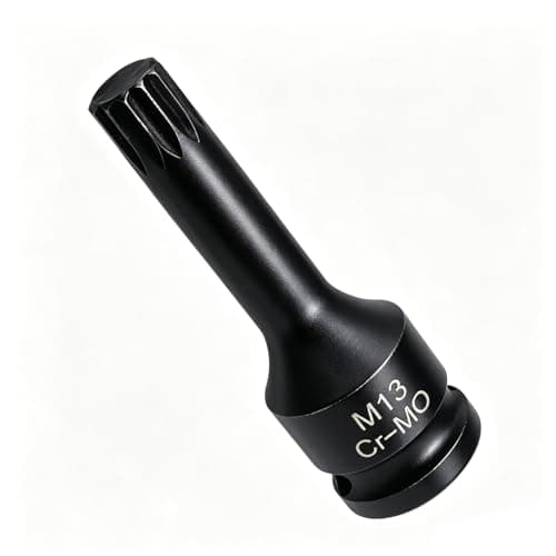 Image of Juttzzei 1/2" Drive x M13 (13mm) Impact Triple Square Spline Bit Socket, 78mm Length 12 Point M13 Spline Bit Socket, Premium CR-MO Steel 13mm Sockets 1/2 for Torque Wrench, Ratchet Wrench