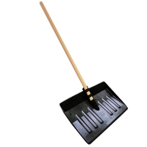 Image of Snow Shovel Heavy Duty - 42cm Wide Plastic Snow Shovel - 120cm Wooden Handled Snow Pusher for Snow - Black