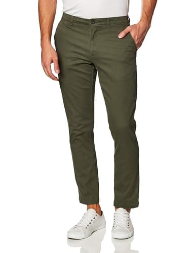 Image of Amazon Essentials Men's Slim-Fit All-Day Stretch Casual Chino Trouser, Olive, 32W / 32L