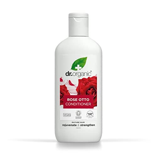 Image of Dr Organic Rose Otto Conditioner, Restoring, Mens, Womens, Natural, Vegan, Cruelty-Free, Paraben & SLS-Free, Recyclable & Recycled Ocean Bound Plastic, Certified Organic, 265ml, Packaging may vary