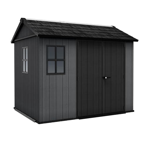 Image of Keter Newton Plus Shed 9 x 7.5 ft | Modular Outdoor Storage | Evotech Wood-Effect Resin | Customisable Layout | Adjustable Doors & Windows | 20mm Thick Walls | Weatherproof & Maintenance-Free