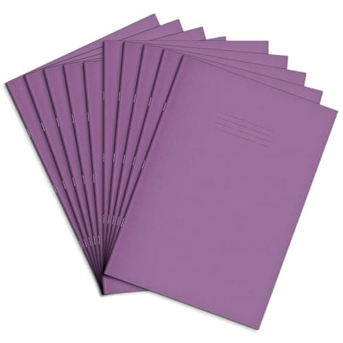 Image of Rhino Oversized Exercise Books, 40-Page / 8mm Lined Paper Notebook, 10-Pack, 13 x 9 Writing Book, Office & School Stationery Supplies, Purple