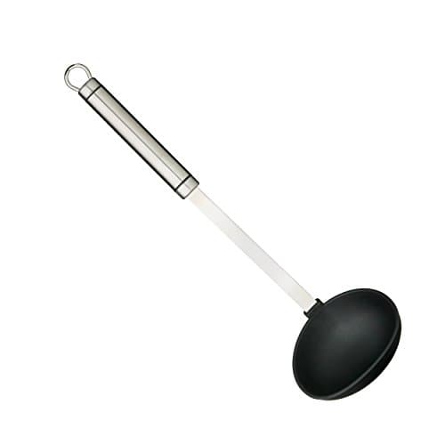 Image of KitchenCraft Oval Handled Professional Non-Stick Ladle, Durable Cooking Kitchen Utensil, Ideal for Stirring Soups, Sauces or Stews, Ladle for Non-Stick Cookware, Dishwasher Safe, 33cm