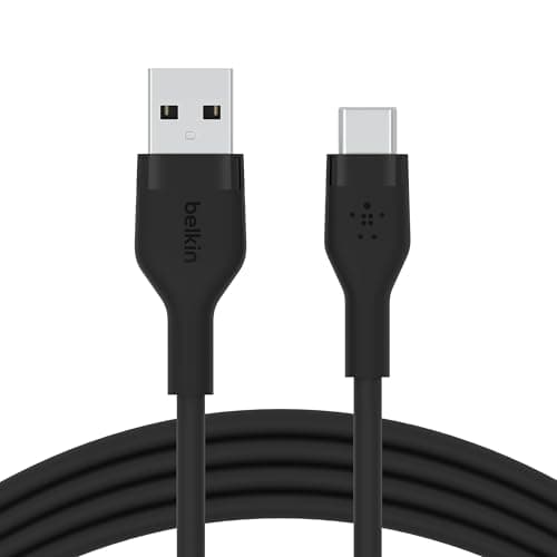 Image of Belkin BoostCharge Flex silicone USB C charger cable, USB-IF certified USB type A to USB type C charging cable for iPhone 16, 15, Galaxy S24, S23, iPad, MacBook, Note, Pixel and more - 2m, black