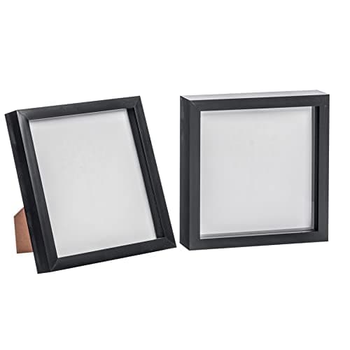 Image of Nicola Spring 3D Shadow Box Photo Frames - 8x8 (20x20cm) - Pack of 2 - Black 3D Photo Frame Box Picture Frame Box Square Display Case for Crafts, Keepsakes, Wedding, Graduation