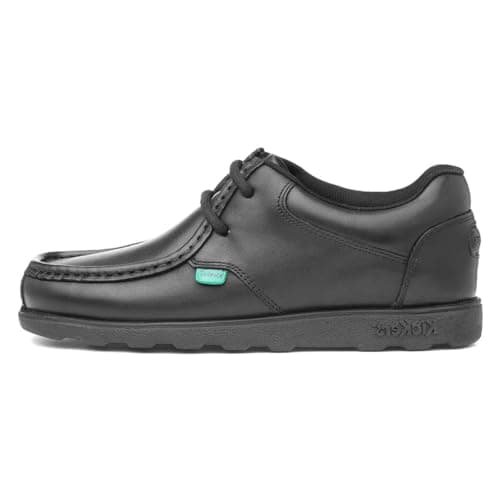 Image of Kickers Boys Fragma Lace Up Leather Shoes, Black, 5 UK