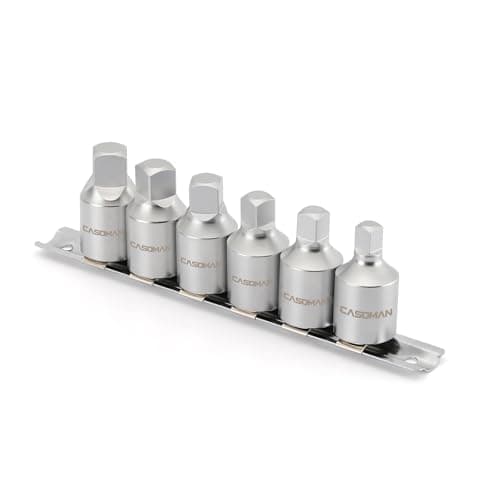 Image of CASOMAN Oil Drain Plug Key Set, 1/2" Drive, 8mm, 10mm, 12mm, 14mm, 1/2", 3/8", 6PCS Oil Service Socket Set, Internal Square